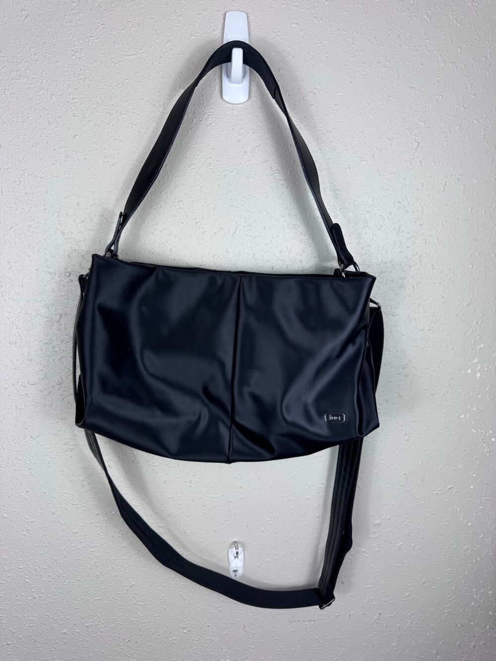 Lug Half Plunge Satin Luxe VL Black Crossbody Bag.